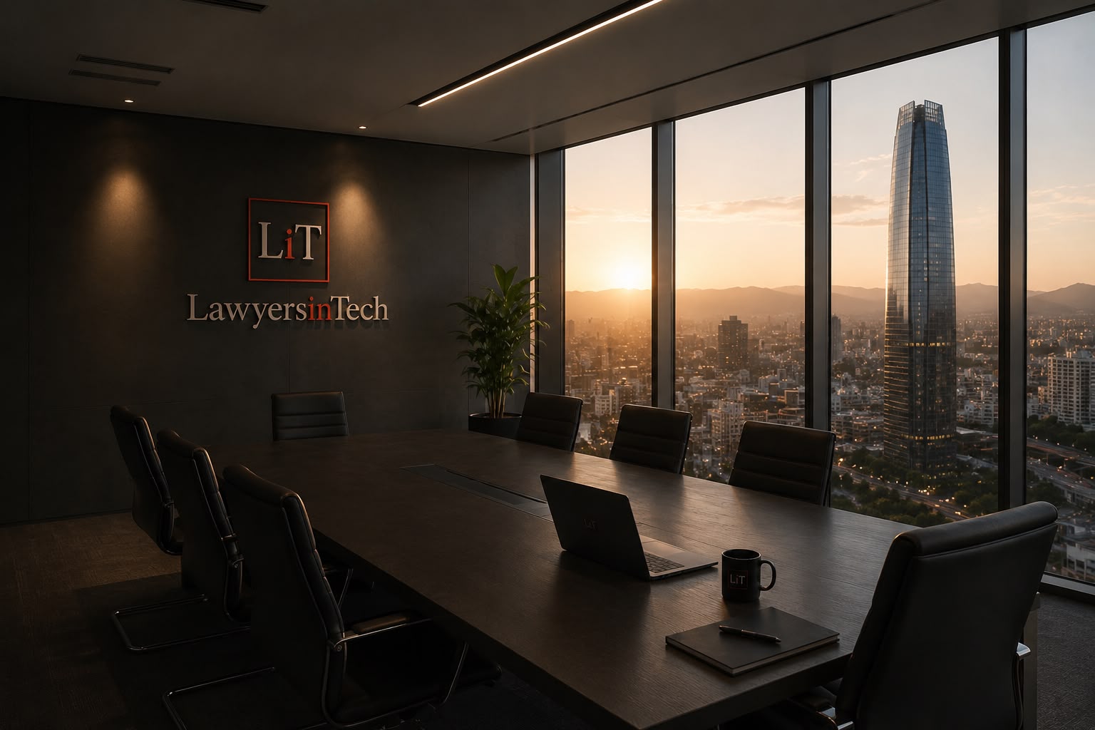 Sala de reuniones de LawyersinTech con vista a Santiago